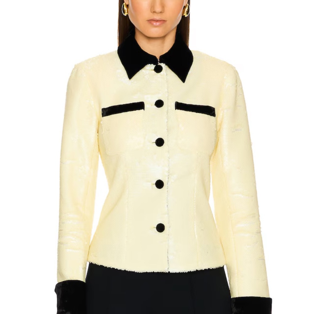 L'Academie Miya Sequin Jacket in Beige